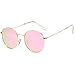 LKEYE Small Unisex Classic Vintage Round Mirror Lens Polarized Sunglasses LK1702 3447 Gold Frame/Pink Lens