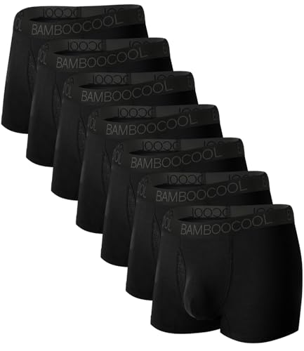 BAMBOO COOL Mens Trunks Underwear Performance Breathable Mesh Fly Zone Moisture-Wicking(7 Pack) at Amazon