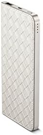 CoolUp Cool-Woo Leather 4000mAh Polymer Portable Charger External Battery Power Bank for iPhone 6 Plus 5S 5C 5 4S, iPAD Mini, Samsung Galaxy S6 S5 S4 Note, Nexus, more Phones and Tablets (Slive White)