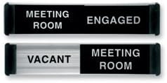 Stewart Superior Sliding Door Sign Meeting Room Vacant/Engaged W255xH52mm Aluminium and PVC Ref BA101