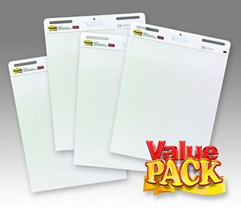 Wholesale CASE of 5 - 3M Post-it Self-Stick Easel Pads-Easel Pad,Self-stick,Plain,30 Sheets,25"x30",2/CT,White
