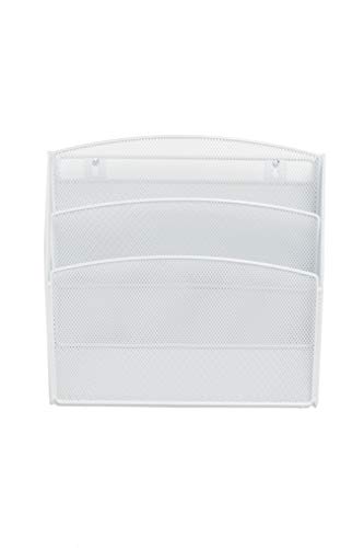 Klickpick Office Hanging Files Wall Mounted Metal Mesh Document File Organizer Magazine Holder Rack Organizer 3 Tier Section Racks Multipurpose Use to Display Files, Magazine, Newspapers (3t White)