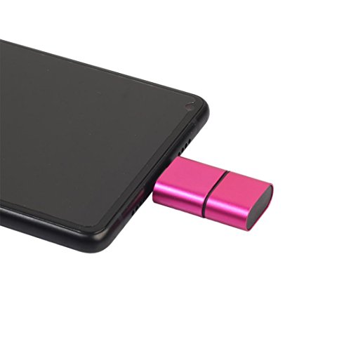 TF / SD Card Reader, [2 Pack] Gotd Ultra Slim USB 3.0 SD / Micro SD Card Reader Adapter Micro USB OTG / USB C OTG Adapter for PC / Laptop / Smartphones/ Tablets (Hot Pink) - Thumbnail 3