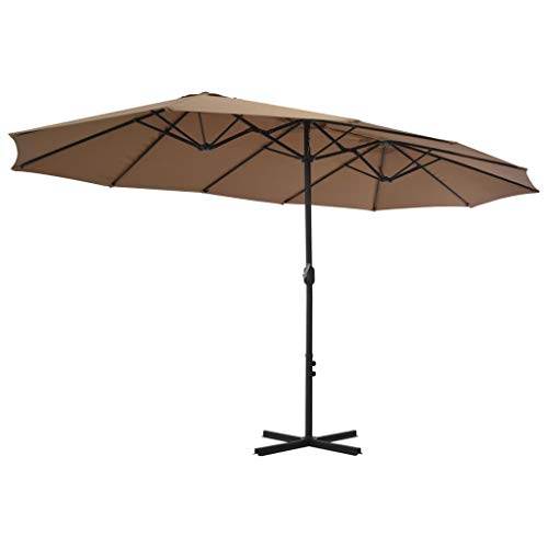 Qnotici Sonnenschirm mit Aluminium-Mast UV-Schutz Sonnenschutz Gartenschirm Marktschirm Terrassenschirm 460 x 270 cm…