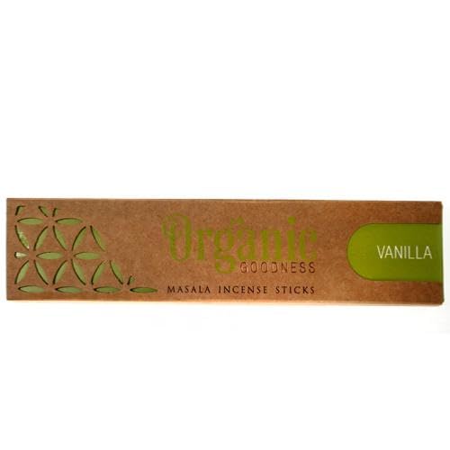 Organic Goodness Incense Sticks - Fragrance, 12 Packs in a Box with Incense Stick Holder - Natural, Eco-Friendly, Long-Lasting Scent (Vanilla)