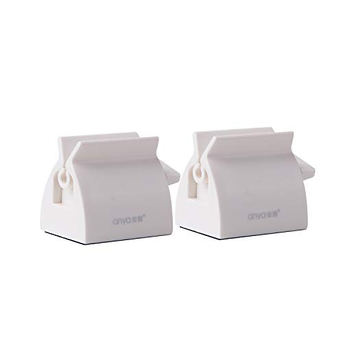 Rolling Tube Toothpaste Squeezer Toothpaste Seat Holder Stand for Bathroom Accessories-2pcs (White)