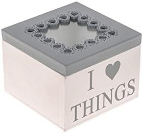 Cosas de amor I color blanco y gris de madera caja de la baratija: Amazon.es: Hogar