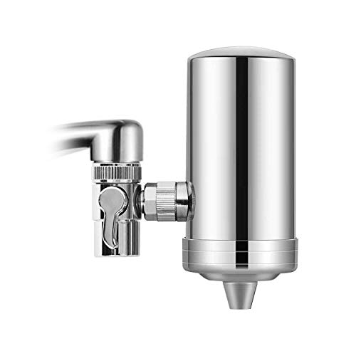 Hansing Faucet Water Filter, 1200-Gallon Water Faucet Filtration System, 304 Stainless Steel Tap Water Filter with 360 Degree Rotation, Real ACF Remove Chlorine, Lead, Odors, Bad Tastes and More