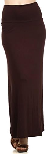 Women's Solid Print Casual Comfy High Waisted Long Maxi Skirt/Made in USA