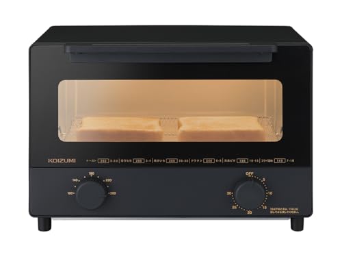 【Amazon.co.jp限定】 コイズミ オーブントースター 2枚焼き 1350W カーボンヒーター搭載 無段階温度調節 お手入れカンタン ブラック KOS-1302/K