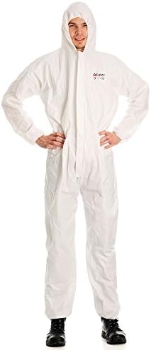 ARAN SAFETY Disposable Elastic Wrist & Hood Coverall Type 5/6 Anti-Static, White (2X-Large)