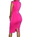 HUUSA Womens Low V Neck Sleeveless Bodycon Cocktail Party Midi Dress L Rosy