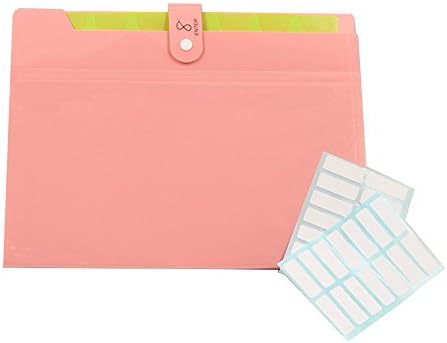 PheoGood 8 Pockets Expanding File Folders with 2 Pack Labels- Letter Size &amp; A4- Shiny Print Cover in Pink Color- Portable Accordion Organizer for School Work, Office Document and Receipts