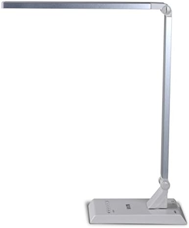 Nuova Modern Elegant Design White / Silver, Energy Efficient LED Desk Lamp 9W, 6 Brightness Levels - Simple and Easy Touch - USB Charging Port 5V/500MA