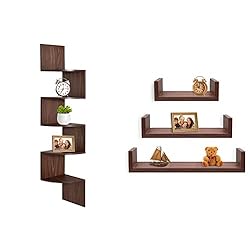 Greenco Corner Shelf, 5 Tier Floating Shelves for