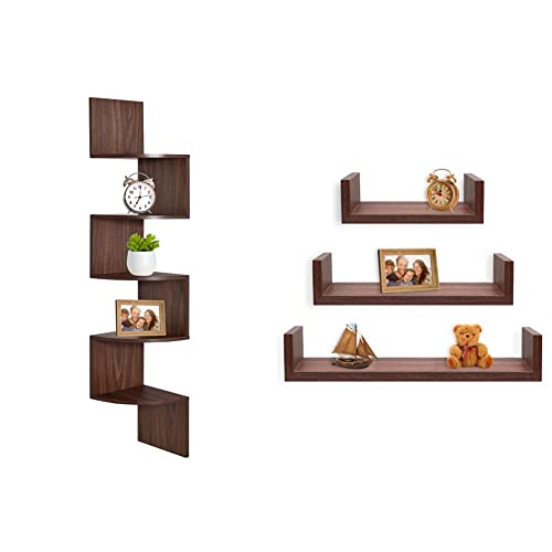 Greenco Corner Shelf, 5 Tier Floating Shelves for