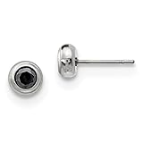 Chisel Stainless Steel Polished 4mm Bezel Black CZ