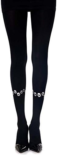Women's Halloween Fashion Print Tights Black Opaque 120 denier by Zohara Tights