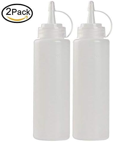 Getko 2PCS Squeeze Bottles Food Grade BPA Free Polypropylene Condiment Bottles with Built in Cap for Ketchup Mustard Mayo Hot Sauces and More