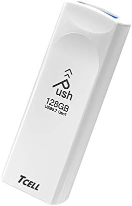 TCELL Push 128GB USB 3.2 Gen1 Flash Drive White Retractable Speed 100MB/s