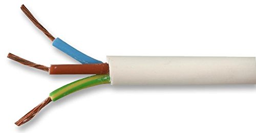 Pro Elec PEL01044 0.50 mm2 2183Y 3-Core mains Cable, 3A, White, 50 m