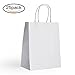 GSSUSA Kraft Paper Gift Bags Medium 8x4.75x10.5 Paper Bags with Handles, White 25 Pcs, Bulk Kraft Gift Bag for Shopping, Craft, Grocery, Party, Retail, Lunch, Business, Wedding, Merchandise, Boutique
