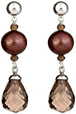 Smoky Quartz & Brown Pearl Earrings