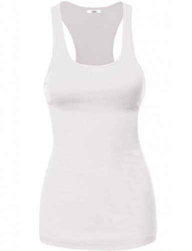 Simlu White Tank Top for Women,White,Small