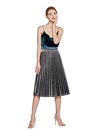Falda plisada para dama Premium Metallic Shiny Shimmer Accordion Elastic High Stretchy Short Falda Junior