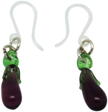 Glass Eggplant Hook Earrings - Toy Fashion Earrings
