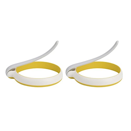 Jeeke 2Pcs Fried Egg Mold Ring,Round Egg Rings Pancake Cooker Nonstick Egg Separator For Frying Cooking (White, 2PCS)