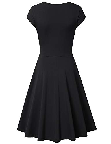Lotusmile Graduation Dress, Women Sexy Cocktail Vintage Business Affordable Dress,Large All Black