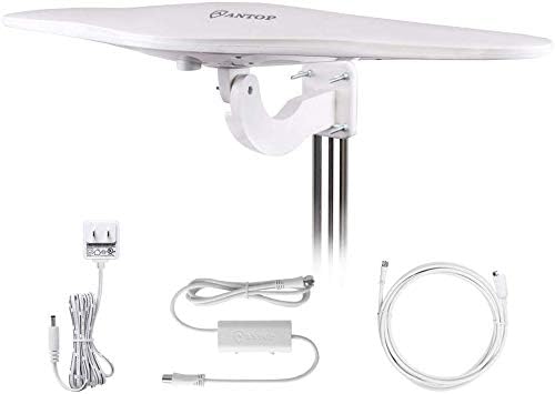 Outdoor/RV HDTV Antenna - ANTOP Omni-Directional Wing TV Antenna with Smartpass Amplifier &Noise-Free 4G Filter and VHF/UHF Range Enhanced for 70 Miles Reception,Suitable for Outdoor/RV/Attic Use