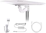 Outdoor/RV HDTV Antenna - ANTOP Omni-Directional Wing TV Antenna with Smartpass Amplifier &Noise-Free 4G Filter and VHF/UHF Range Enhanced for 70 Miles Reception,Suitable for Outdoor/RV/Attic Use