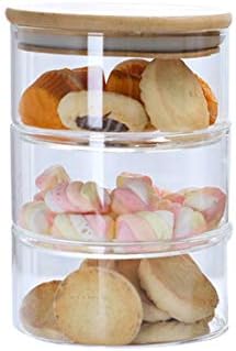 1/2/3/4 Tier Stackable Glass Apothecary Jar Kitchen Candy Cookie Storage Containers With Lid Food Bulk Container Transparent,3 Tier