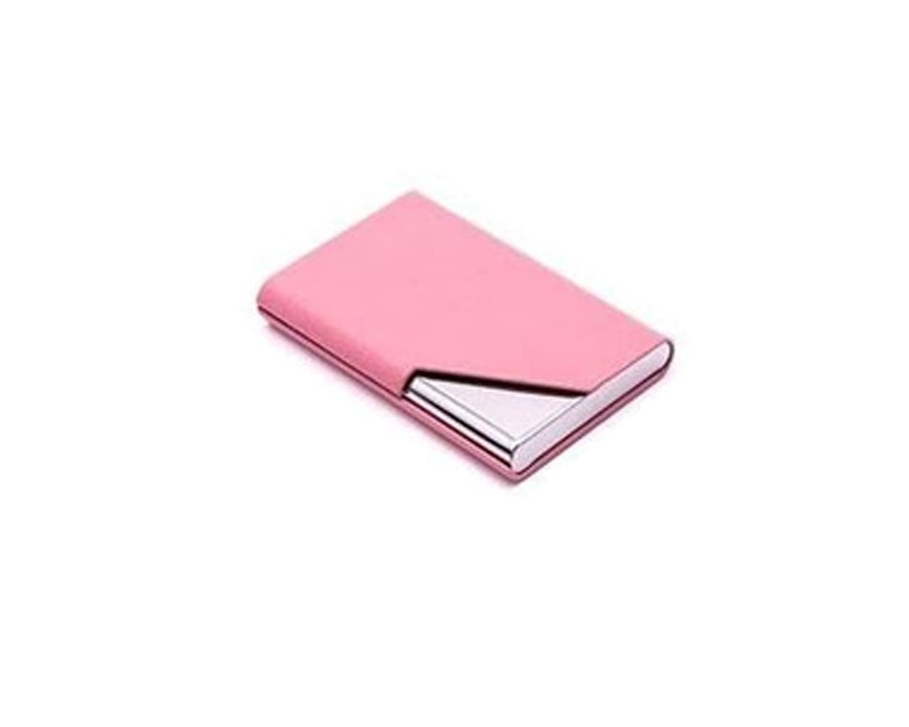 Business Name Card Credit Card Holder Luxury PU Leather & Durable Stainless Steel- Pink