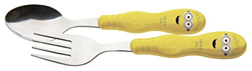 Zak! Designs Easy Grip Flatware, Children's Spoon and Fork with Despicable Me 2 Minions , BPA-free Plastic and Stainless Steel