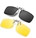ELIVWR Nighttime Glasses for Men and Women, Anti Glare Eyewear Classic Round Night-driving Glasses (A6-Grey Polarized Lens+yellow Night-Vision Glasses)