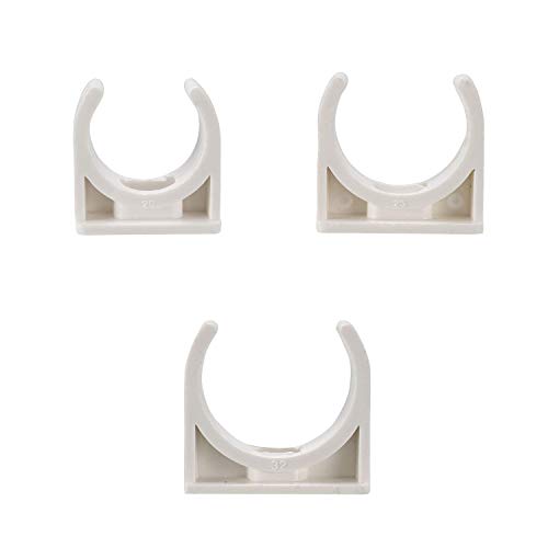 YouU PVC Water Supply Pipe Clamp Clips Fittings 32mm 25mm 20mm Inner Dia (50 pcs)
