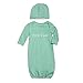 Baby Be Mine Newborn Gown and Hat Set (Newborn 0-3 Months, Mint Green Here I Am)