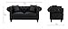 Classic Scroll Arm Tufted Bonded Leather Chesterfield 2 Seater Loveseat (Black) by Divano Roma Furniture
