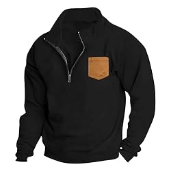 Mens Quarter Zip Pullover Vintage Fashion Long