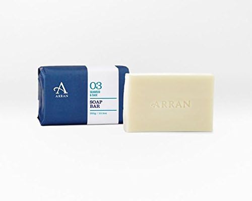 Arran Sense of Scotland Seaweed & Sage Triple Milled Solid Vegetable Oil Soap Bar (300g/10.5oz) Refreshing & Bright with Natural Mineral-Rich Sea Salt