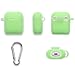 GMYLE Airpods Case, Silicone Protective Shockproof Wireless Charging Airpods Earbuds Case Cover with Keychain kit Set Compatible for Apple AirPods 2 & 1 - Night Glow Neon Green [Front LED Visible]