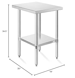 KUTLER Stainless Steel Table 30 x 18 Inches, NSF