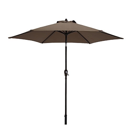 Paulla 9 Ft Patio Umbrella Outdoor Table Umbrella with Crank, 6 Ribs (Taupe)
