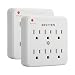 [2 Pack] BESTTEN 900-Joule Wall Outlet Surge Protector, 6-Outlet Adapter, 15A/125V/1875W, Mounting Screw for Duplex Receptacle, ETL Listed, Not for Split Receptacle Outlet
