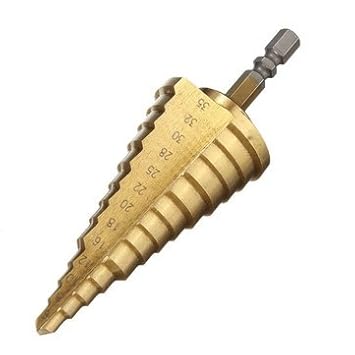 Generic 6-35Mm Titanium Coated Step Cone Drill Bit Hss 13 Steps Hex Shank