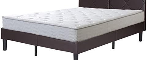 SLEEPLACE 14 Inch Dura Metal Faux Leather Wood Folding Platform Bed Frame / Brown PB-4000 (QUEEN)