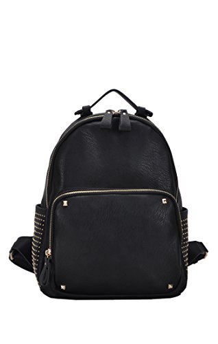 GG Gold Studded Fashion Backpack (Black)